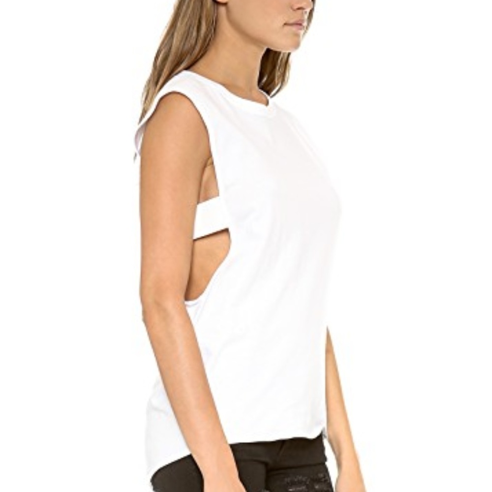 Theyskens' Theory White Elastic Band Cut Out Tank